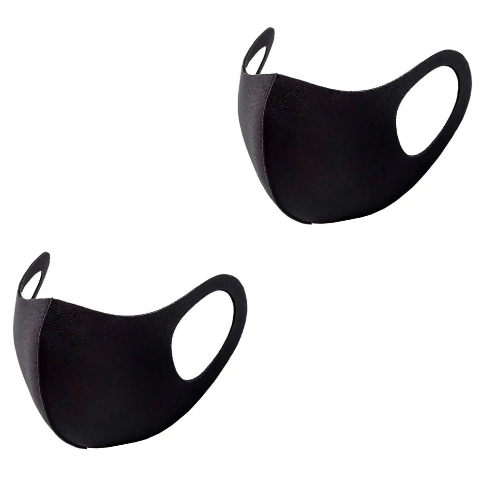 2 Pack Adult Reusable Fabric Face Masks-Black