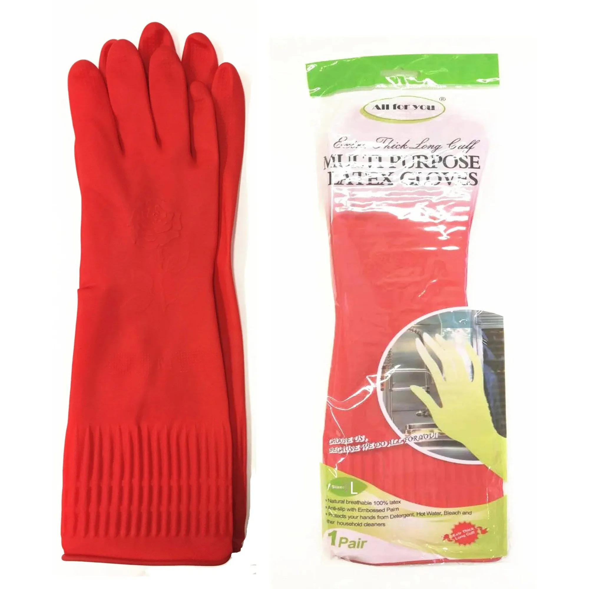 All For You Extra Thick Long Cuff Multipurpose Latex Gloves