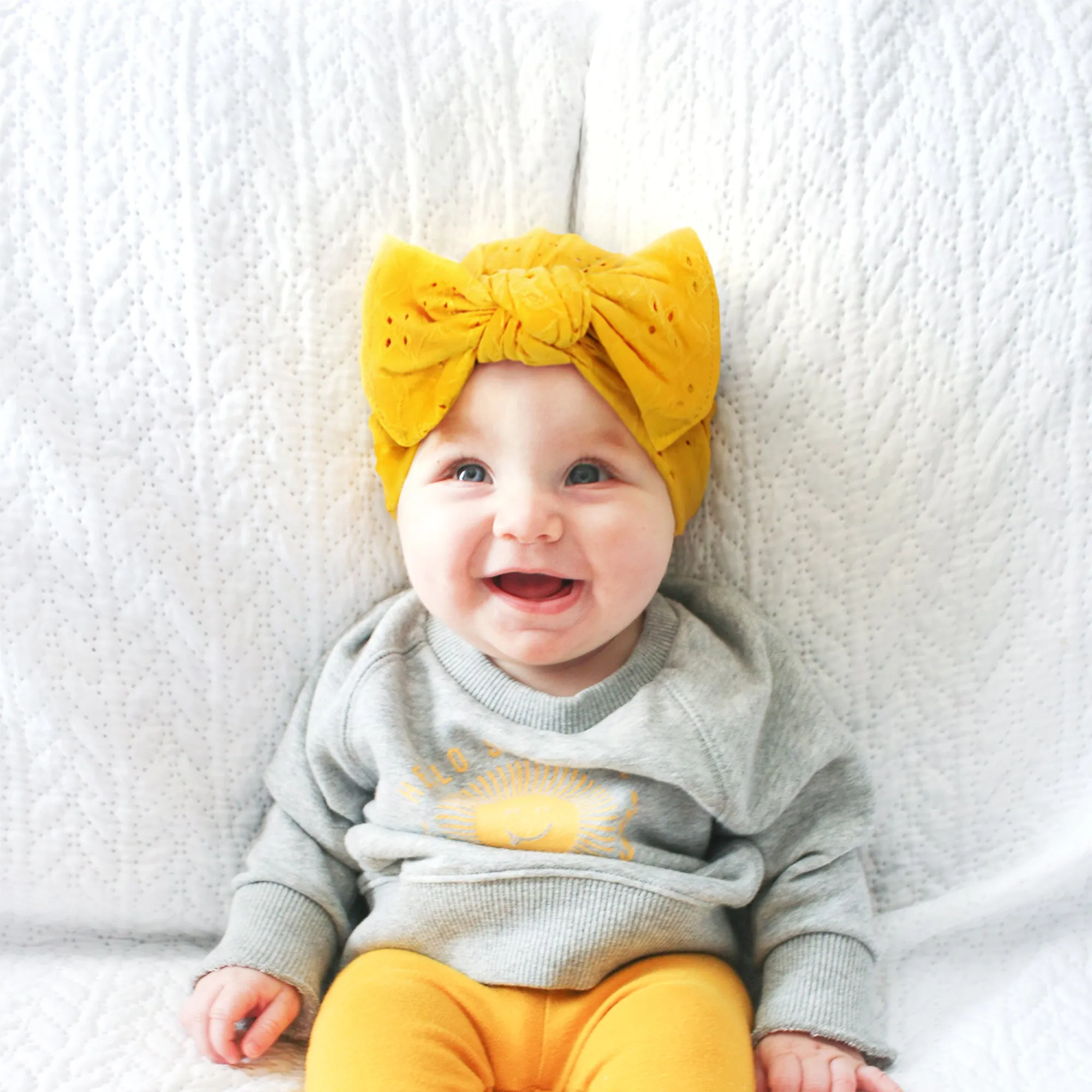 Baby Eyelet Turban Hat Headband | Pink