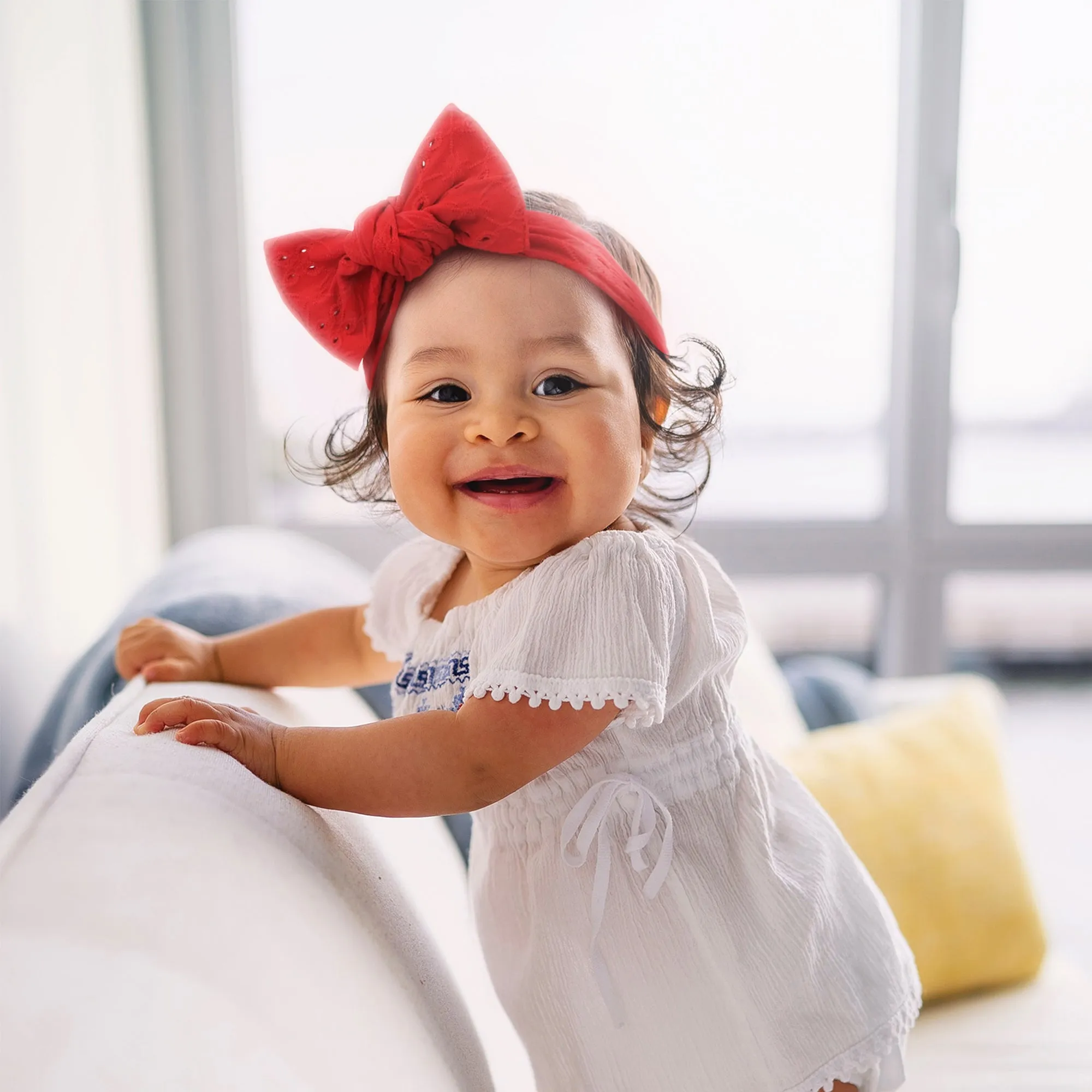 Baby Eyelet Turban Hat Headband | Pink