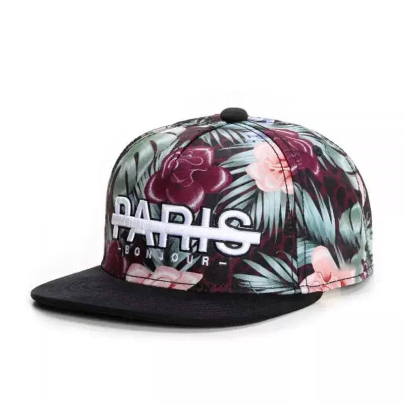 Bonjour Paris Floral Snapback Cap