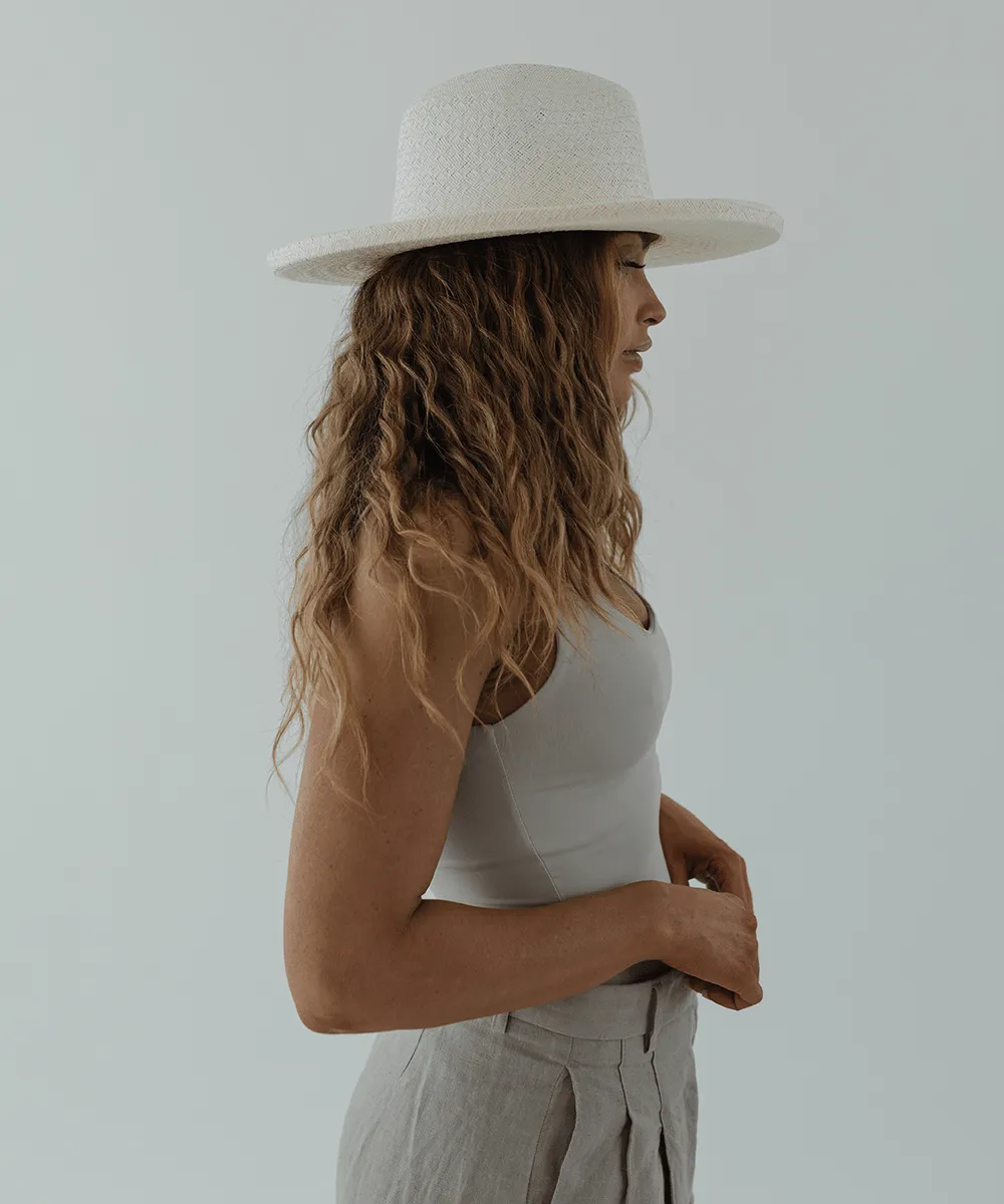 Cara Loren Straw Hat - White BLEMISHED