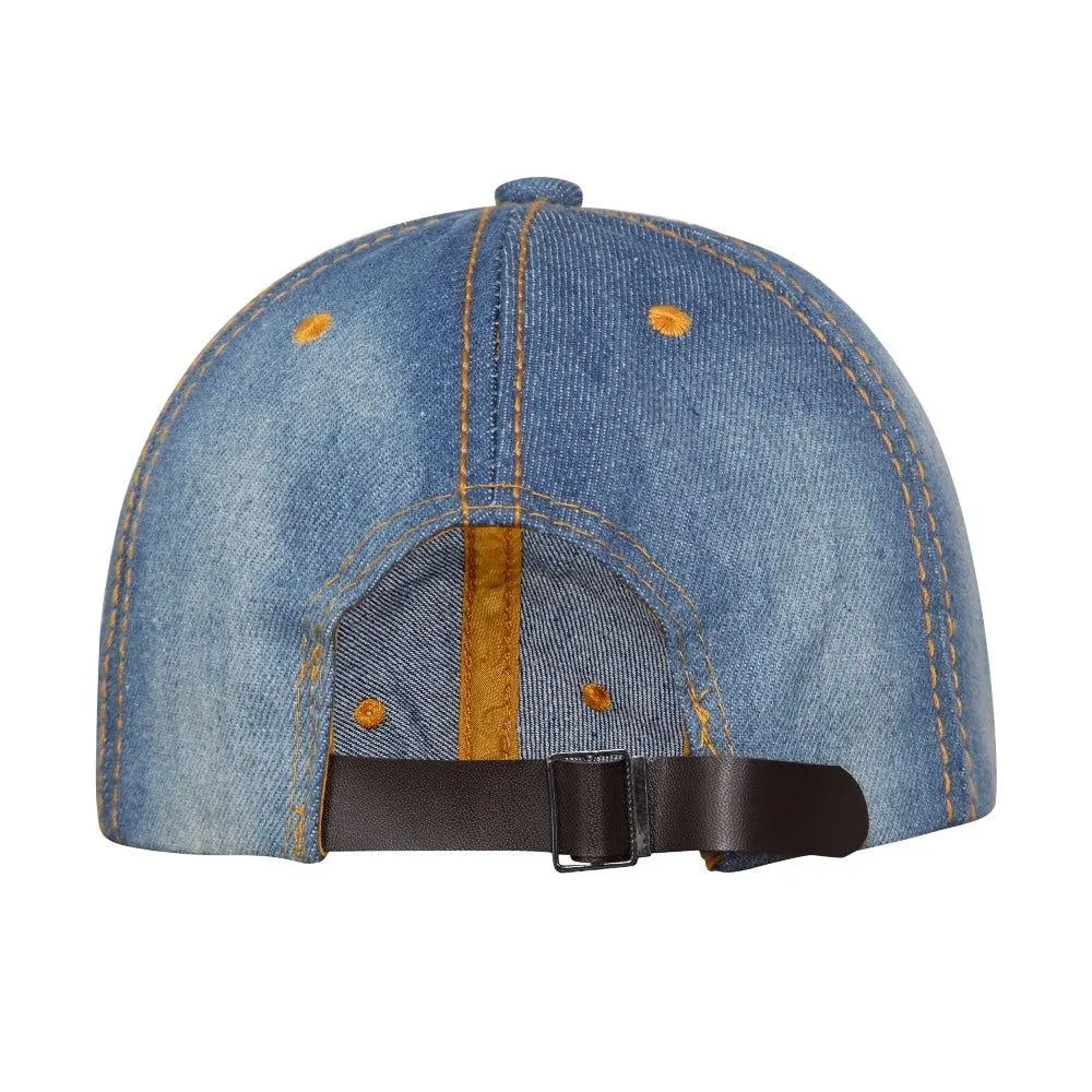 Denim Medium Studded Cap for Women and Girls, Adjustable strap