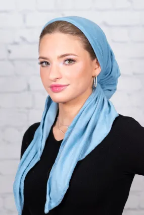 Denim Terry Pre Tied Adjustable Head Scarf