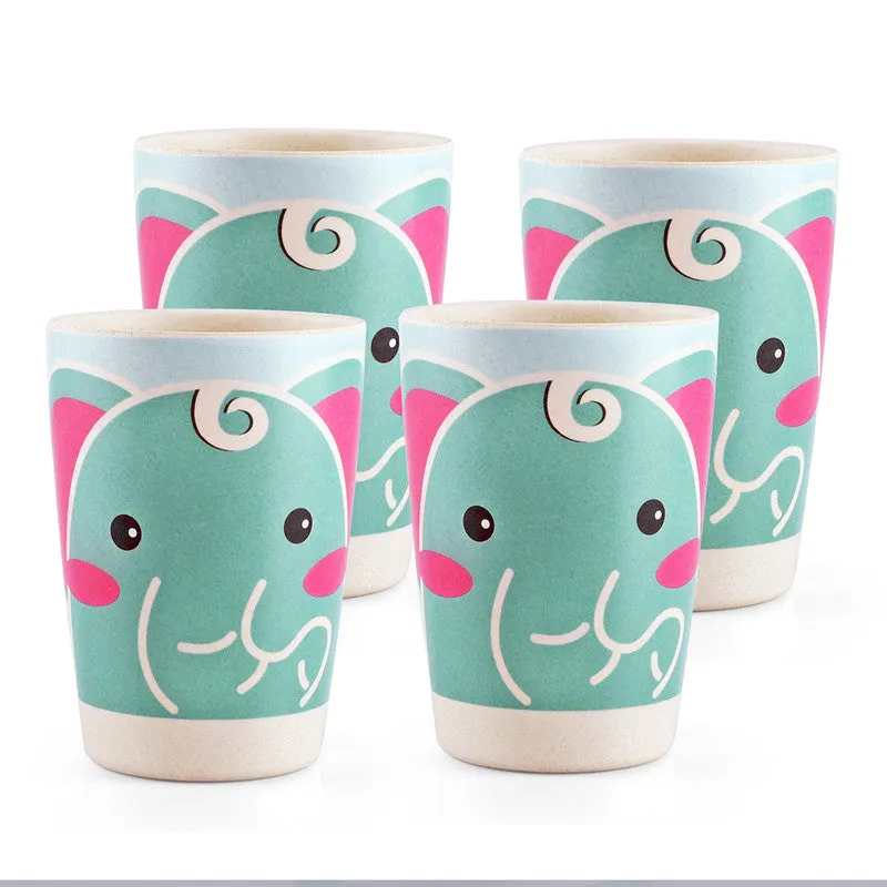 Drinking Bamboo Glass For Kids | Cutie Elephant | 280 ml | Set Of 4