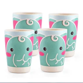 Drinking Bamboo Glass For Kids | Cutie Elephant | 280 ml | Set Of 4