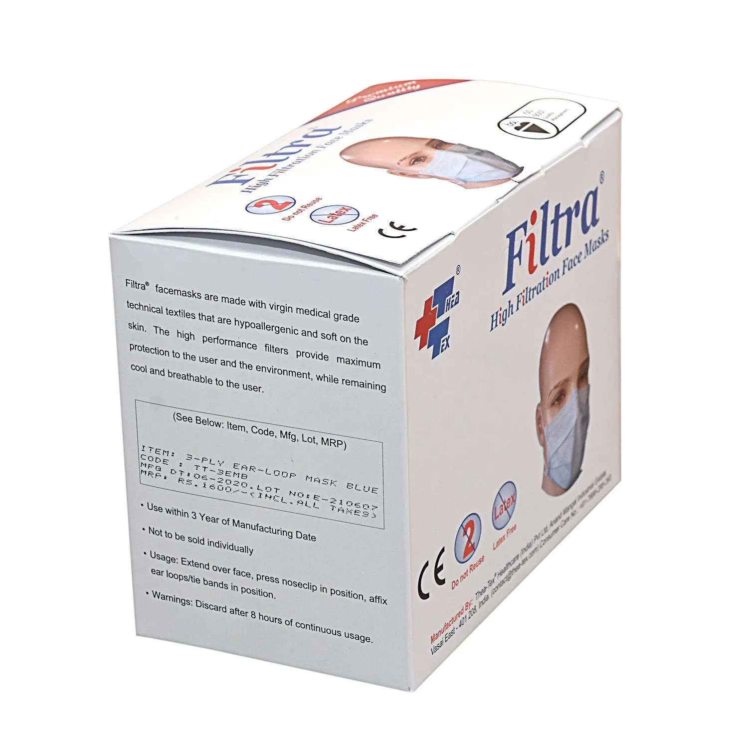 Filtra FACE MASK 3 PLY LOOP 100 PCS