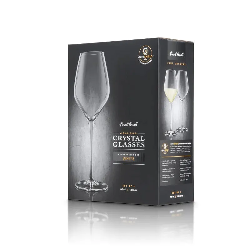 Final Touch White Lead Free Crystal Wine & Champagne Glasses | Set of 2 | 3.5 x 9.4 inches