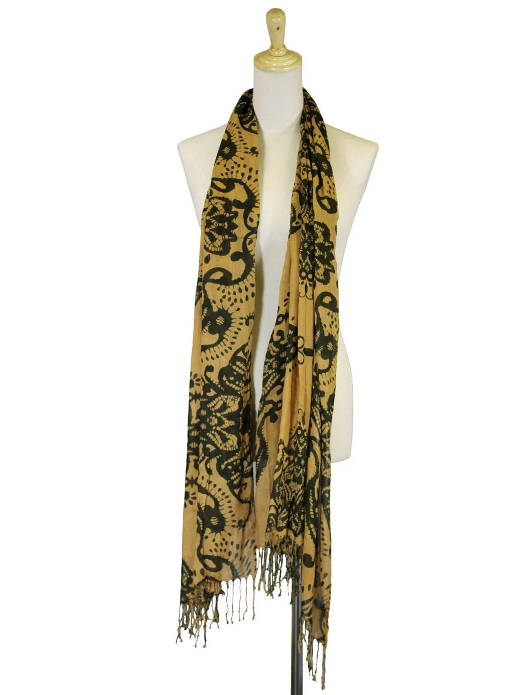 Gentle Fawn Arista Brown Butterscotch Print Twisted Fringed Fashion Scarf