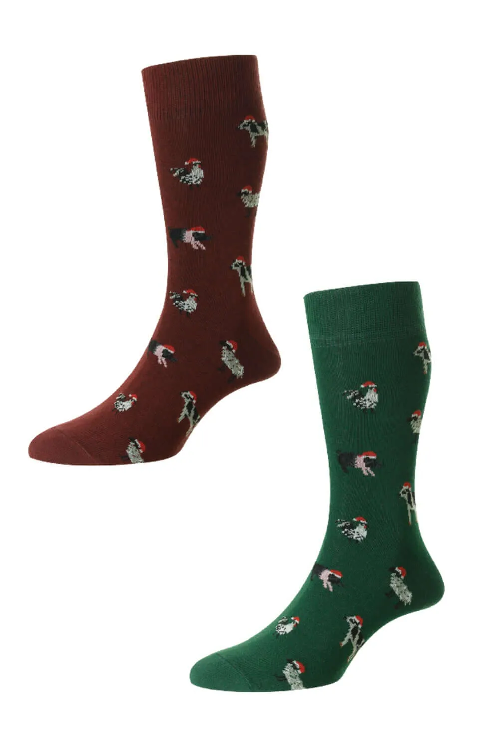 HJ Hall Animals In Christmas Hats Rich Cotton Socks