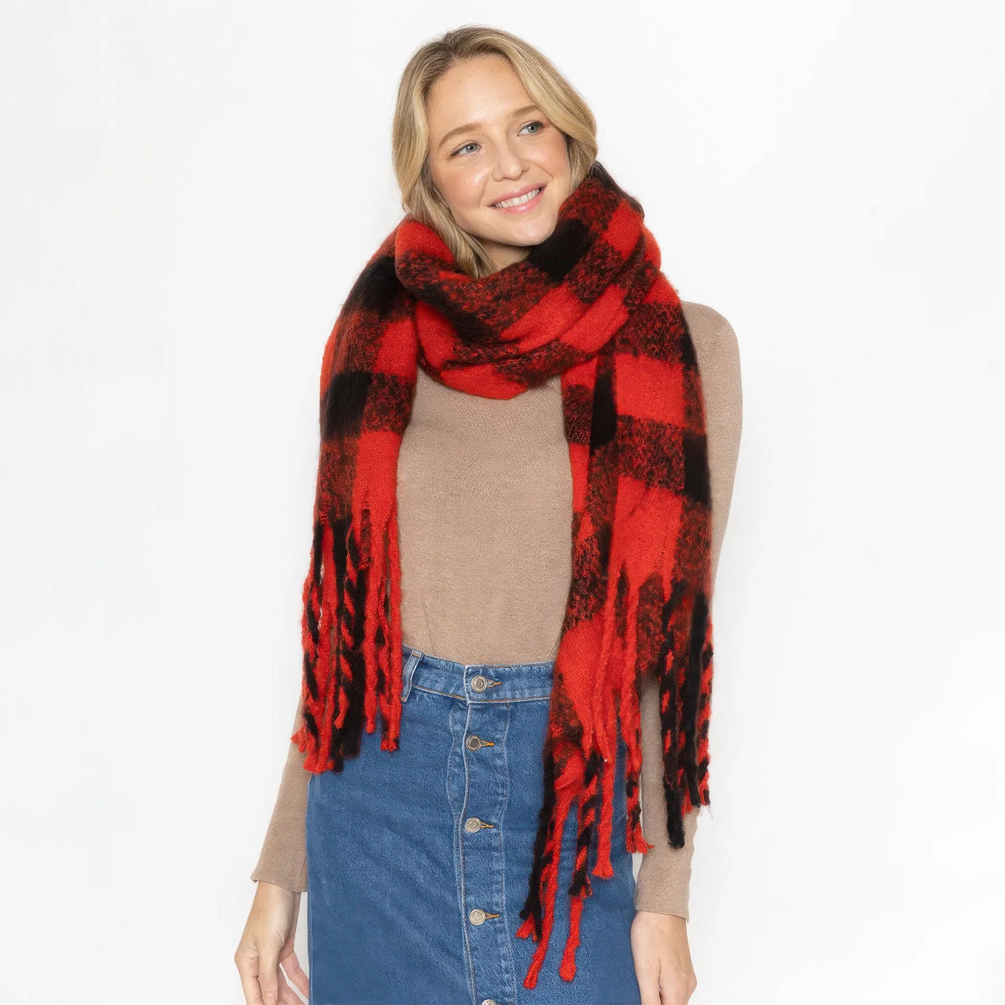 Large Buffalo Style Plaid Scarf