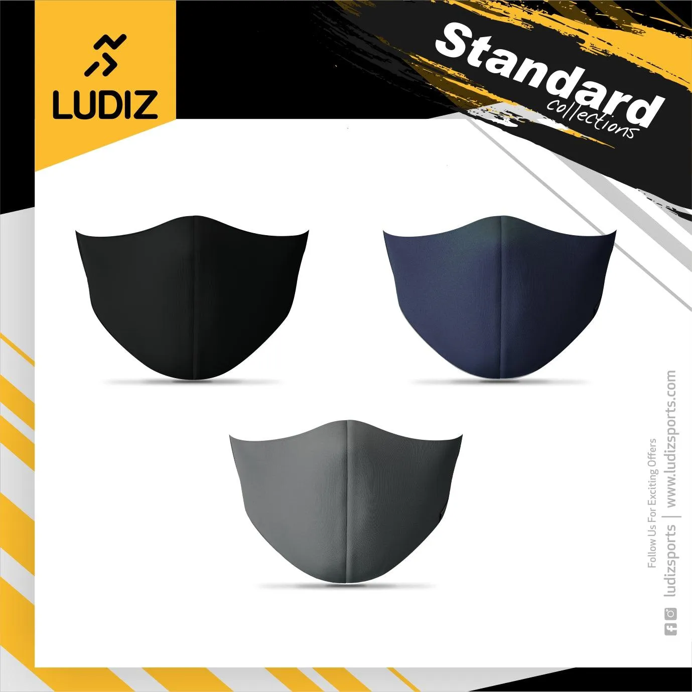 Ludiz Premium Designer Face Masks 3 in 1 Combo – Standard