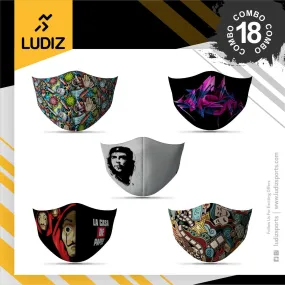 Ludiz Premium Designer Face Masks 5 in 1 Combo – Combo 18