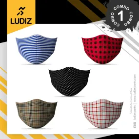 Ludiz Premium Designer Face Masks 5 in 1 Combo – Combo 1