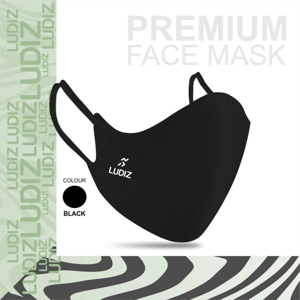 Ludiz Premium Reusable Face Masks with Ultra Soft Ear Loops – BLACK (Pack of 1)