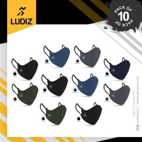 Ludiz Premium Reusable Face Masks with Ultra Soft Ear Loops (Pack of 10)