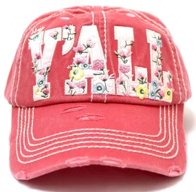 NEW! CORAL ROSE FLORAL "Y'all" Baseball Cap