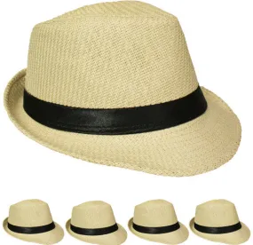 plain paper straw tan fedora hat Case of 72