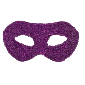 Purple Hard Plastic Crinkle Mask with Ribbon Tie (Each)