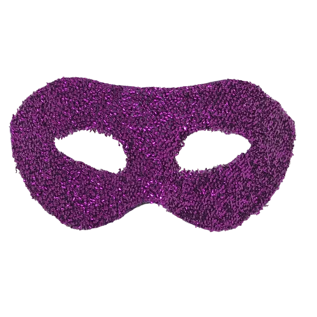 Purple Hard Plastic Crinkle Mask with Ribbon Tie (Each)