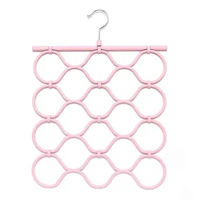 SYT Hangers Scarf Scarf Stand Creative Folding 18 Ring Scarf Stand tie Storage Rack,2 Pieces,Pink