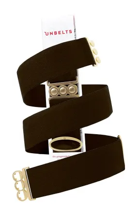 Unbelts Stretch Belt ~ Deep Espresso with Gold Buckle