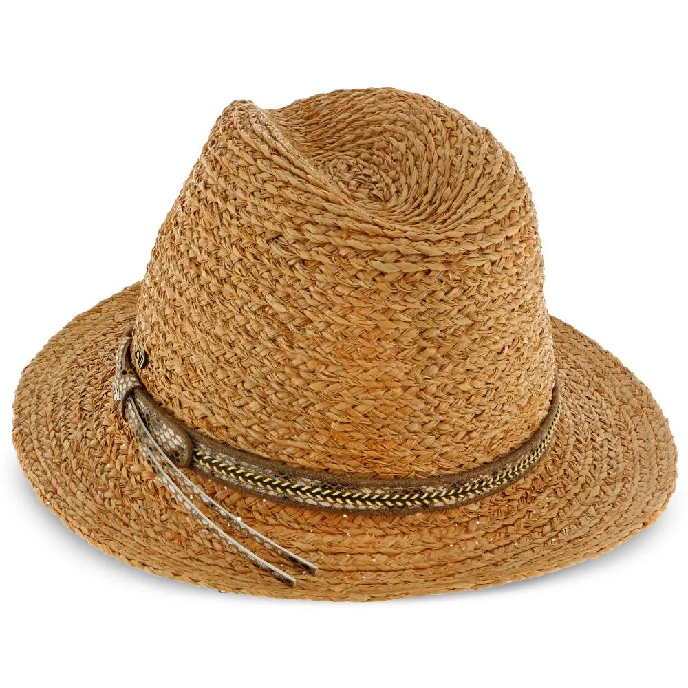 Walrus Hats Natural Raffia Straw Fedora Hat w/ Braided Band