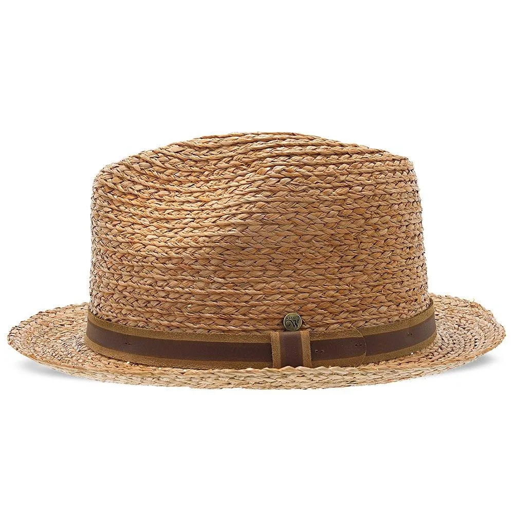 Walrus Hats Natural Raffia Straw Fedora Hat w/ Braided Band