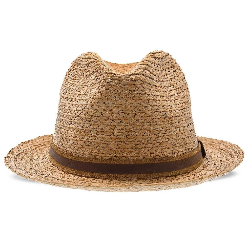 Walrus Hats Natural Raffia Straw Fedora Hat w/ Braided Band