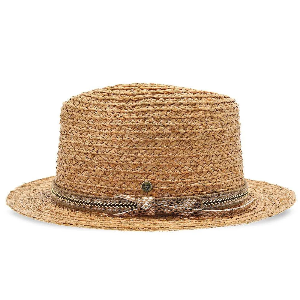 Walrus Hats Natural Raffia Straw Fedora Hat w/ Braided Band