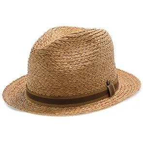 Walrus Hats Natural Raffia Straw Fedora Hat w/ Braided Band