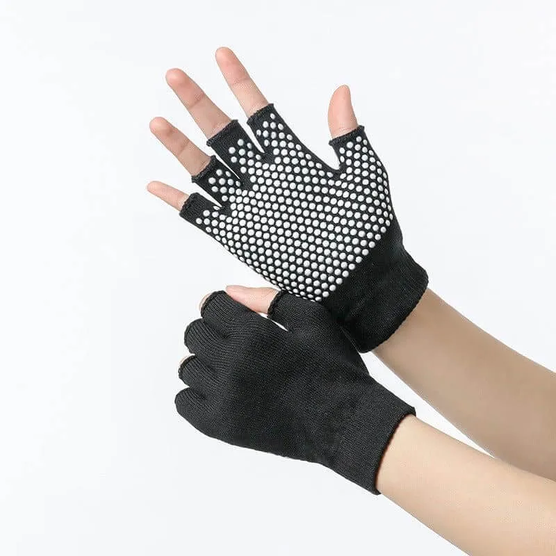 Yoga Gloves Non-Slip Professional Female Beginners High-Altitude Yoga Training Sports Fitness Gloves Cotton Breathable Half Finger